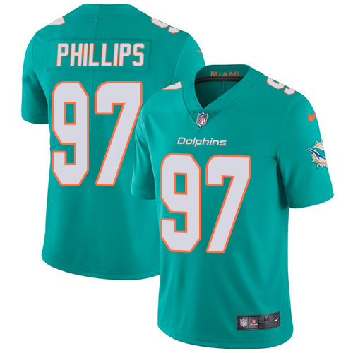 Nike Miami Dolphins #97 Jordan Phillips Aqua Green Team Color Youth Stitched NFL Vapor Untouchable Limited Jersey->youth nfl jersey->Youth Jersey